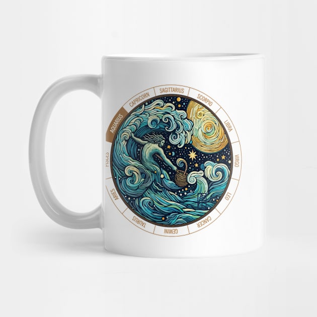 ZODIAC Aquarius - Astrological AQUARIUS - AQUARIUS - ZODIAC sign - Van Gogh style - 7 by ArtProjectShop